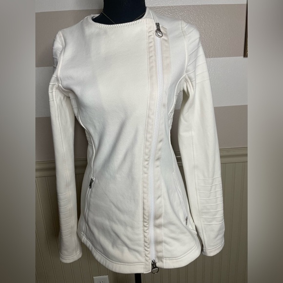 ATHLETA Moto Jacket in Magnolia Off- White, Size Small - Picture 4 of 16